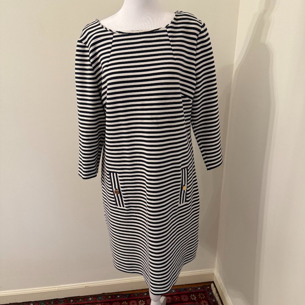 Lilly Pulitzer Navy and White Striped Shift Dress XL EUC